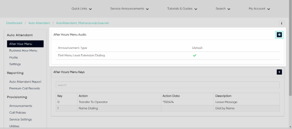 Business Voice Portal - Group Services - Auto Attendant